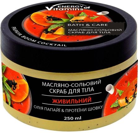 Energy Of Vitamins Bath&Care Olejowy Peeling Solny Do Ciała Papaya Boom Coctail 250 ml