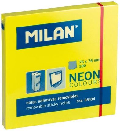 Karteczki Samoprzylepne Neonowe 76X76 100Szt. Żółte Milan