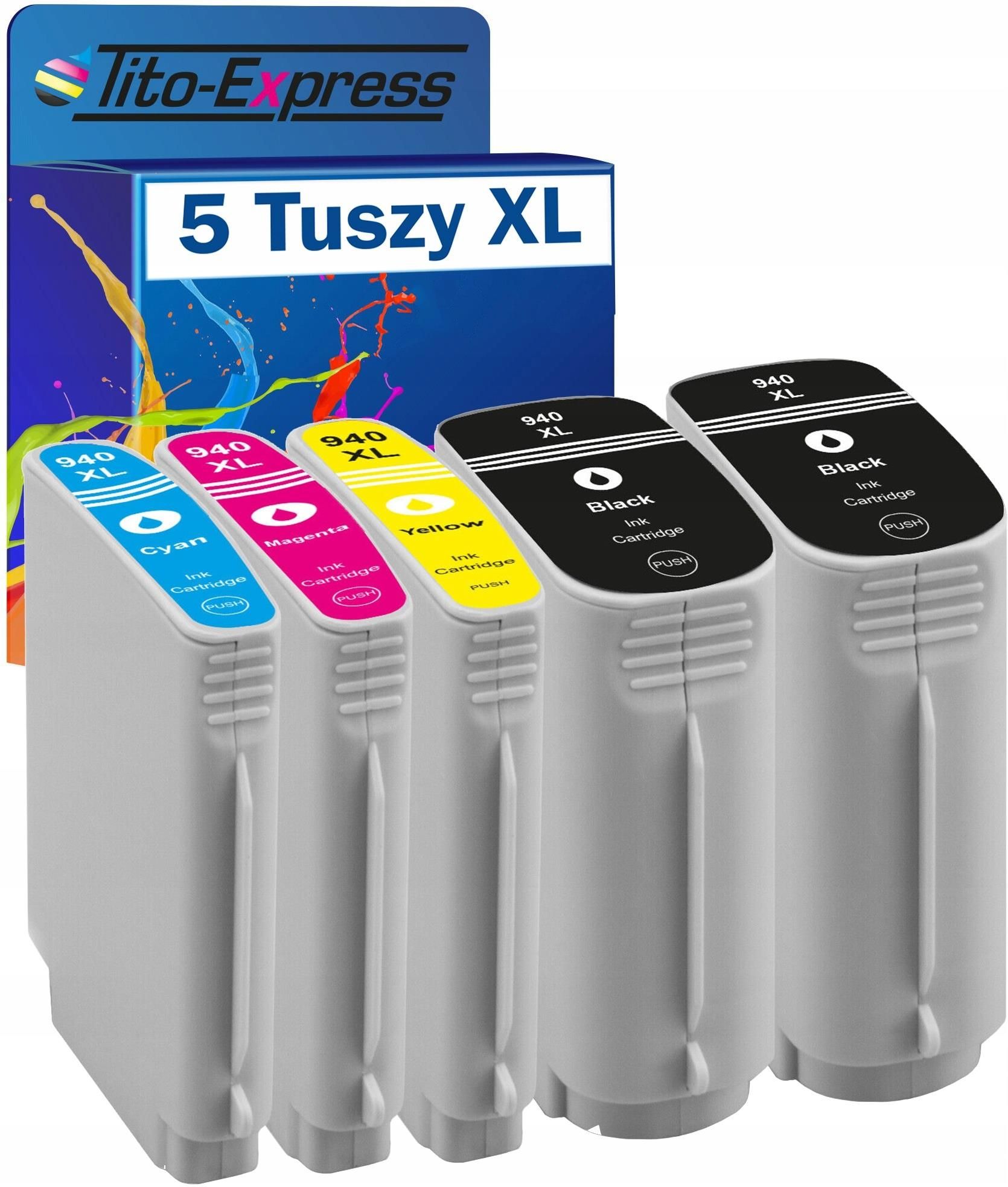 Tusz Tito Express 5x Hp 940 XL OfficeJet Pro 8000 8500 Zestaw HP940XLCMYKK Do Drukarki