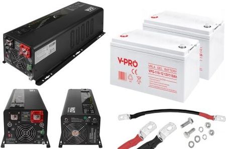 Zasilacz awaryjny Volt Power Sinus 6000 24V 18000VA/6000W + 2x akumulator żelowy Volt GEL VPRO Premium 12V 110Ah