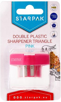 Starpak Temperówka Plastikowa Podwójna Trójkąt Różowa
