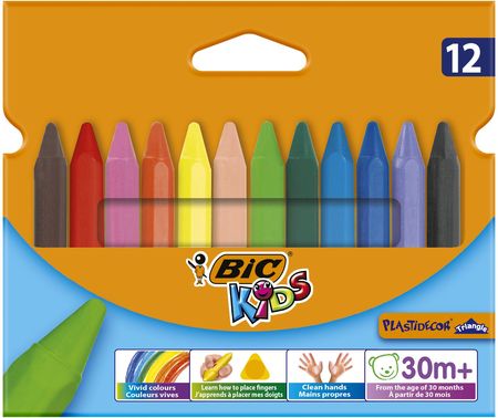 Bic Kredki Świecowe Plastidecor Triangle Kids 12 Kolorów