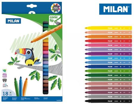 Milan Flamastry Stożkowe 18 Kolorów