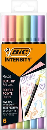 Bic Flamastry Dwustronne Intensity Dual Tip Pastel 6 Kolorów