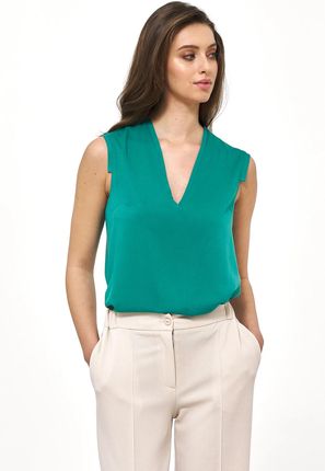 Wiskozowa bluzka damska bez rękawów (Zielony, S)