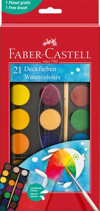 Faber-Castell Farby Szkolne 30 Mm Kasetka Duża 21 Kolorów Pędzelek
