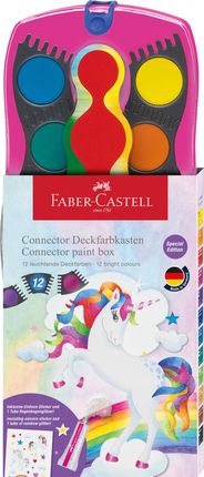 Faber-Castell Farby Szkolne Connector Edycja Jednorożec Unicorn 12 Kol. Brokat W Żelu Naklejki Różowa Kasetka