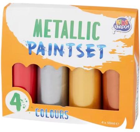Kids Kingdom Zestaw Farb Do Malowania Metaliczne 4X50Ml Pomarańcz