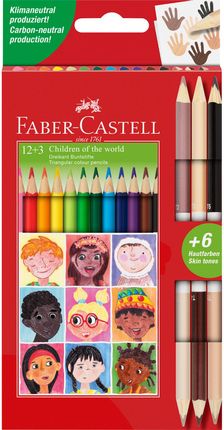 Faber Castell Kredki Trójkątne Dwustronne Children Of The World 15 Kolorów