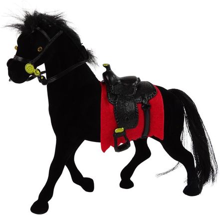 Leantoys Figurka Aksamitna Czarny Koń Czerwone Siodło Farma
