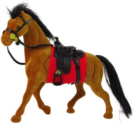 Leantoys Figurka Brązowy Aksamitny Koń Czerwone Siodło Farma