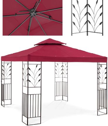 Pawilon Ogrodowy Altana Z Ornamentem Składana 3x3x2.6m Czerwone Wino