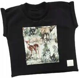 Koszulka zwierzęta leśne z czarnym rozmiar 122