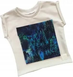 Koszulka niebieski las z białym rozmiar 152