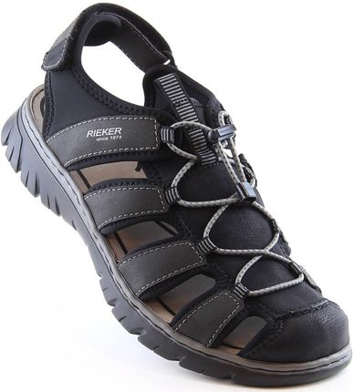 Sandały komfortowe męskie zabudowane czarne Rieker 26770-00