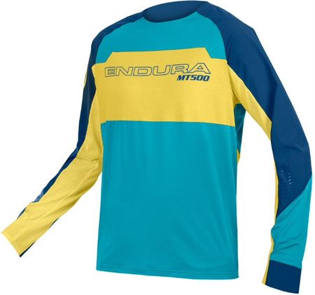 Endura Koszulka Rowerowa Z Długim Rękawem Mt500 Burner Lite Niebieski Żółty