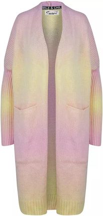 Kardigan długi gruby sweter ombre kolorowy