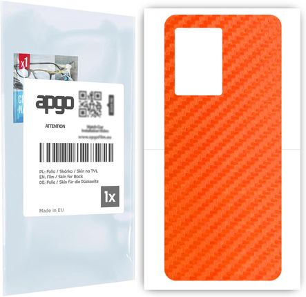 Apgo Folia Naklejka Skórka Strukturalna Na Tył Do Honor X7A Carbon Pomarańczowy Skins