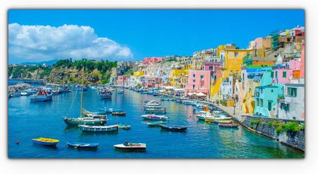 Coloray Obraz Canvas Dekoracja 100X50 Włochy Wyspa Statki