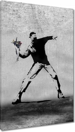 Obrazy 80X120 Banksy Miotacz Kwiatów