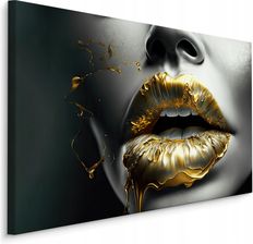 Zdjęcie Muralo Obraz Na Płótnie Abstrakcyjne Złote Usta 3D 120X80 - Orneta
