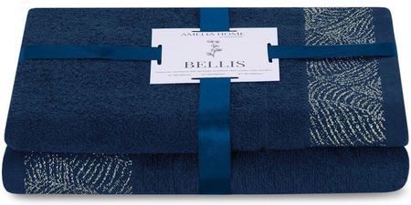 Ameliahome Ręcznik Bellis Granatowy 50X90+70X130 Cm