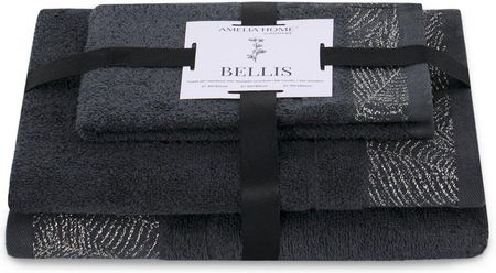 Ameliahome Ręcznik Bellis Grafitowy 30X50+50X90+70X130 Cm