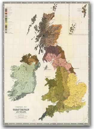 Plakat Retro Mapa Wielkiej Brytanii I Irlandii A1