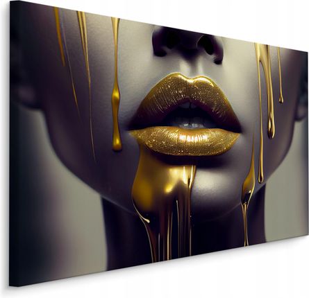 Muralo Obraz Do Salonu Twarz Kobiety Złote Usta 3D 30X20