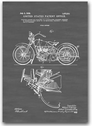 Postertones Dekor Plakat Motocykl Patentowy Harley Davidson A2