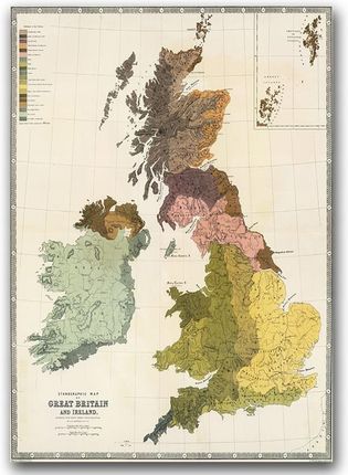 Postertones Dekor Plakat Mapa Wielkiej Brytanii I Irlandii A2