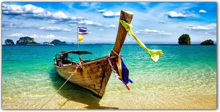 Coloray Obraz Na Szkle Foto Łódka Tajlandia Plaża 100X50