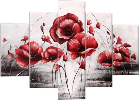 4Dekor Obraz Tryptyk Kwiaty Maki Czerwone 150X105 Salonu
