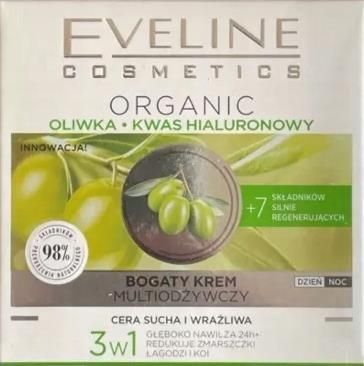 Krem Eveline Cosmetics Eveline Organic Oliwka Kwas Hialuronowy na dzień i noc 50ml