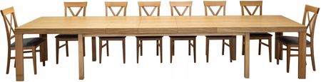 Wioleks Zestaw: Duży Stół Jules 250/100 + 3 Wkładki 50cm + 16 Krzeseł Alicja