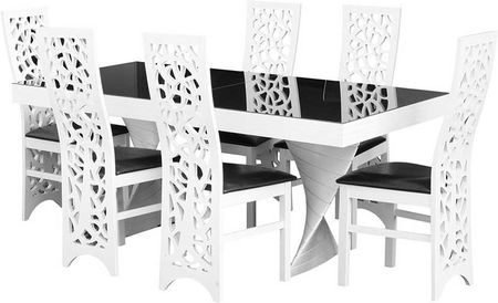 Wioleks Zestaw Mebli: Stół Rozkładany Sj41 Wym 180x88 + 40cm + 6 Krzeseł Kj68