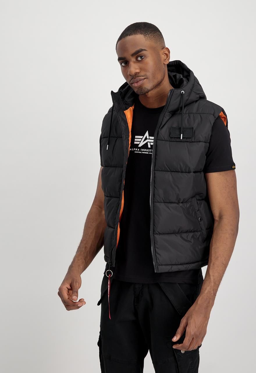ALPHA INDUSTRIES Hooded Puffer Vest – Chaleco Acolchado Con Capucha Unisex, Aislamiento Y Estilo Militar