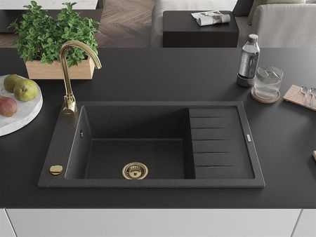Mexen Elias + Ociekacz 795x480mm Czarny Nakrapiany Syfon Złoty 6511791005-76-G - zdjęcie 4