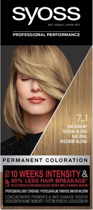 Syoss Permanent Coloration Farba Do Włosów Trwale Koloryzująca 7_1 Naturalny Średni Blond