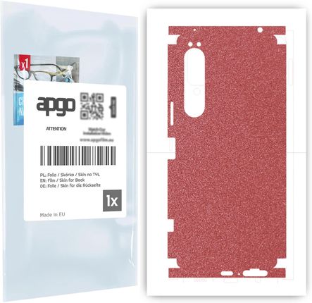 Apgo Folia Naklejka Skórka Na Tył+Boki Do Sony Xperia 1 Iv Różowy Pastel Matowy Chropowaty Baranek