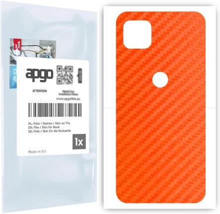 Apgo Folia Naklejka Skórka Na Tył Do Motorola One 5G Ace Carbon Pomarańczowy