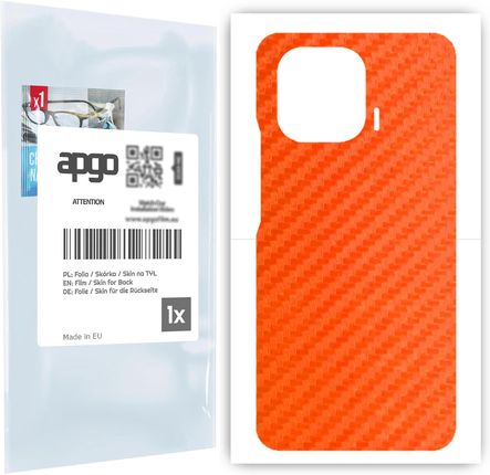 Apgo Folia Naklejka Skórka Na Tył Do Xiaomi Mi 11 Pro Carbon Pomarańczowy