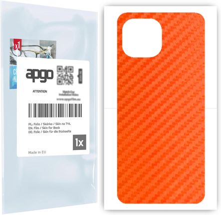 Apgo Folia Naklejka Skórka Na Tył Do Xiaomi Mi 11 Lite 5G Carbon Pomarańczowy