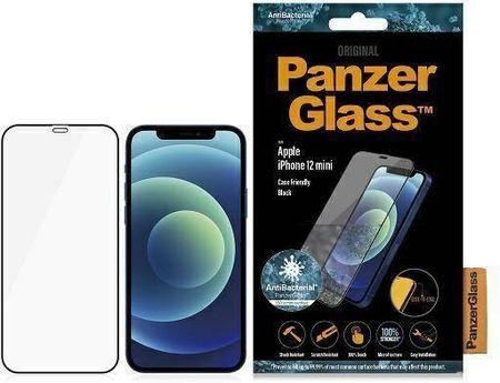 Panzerglass Szkło Hartowane 5D Iphone 12 Mini E2E Super+ Case Friendly Antibacterial Microfracture Czarne