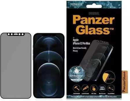 Panzerglass Szkło E2E Super+ Do Iphone 12 Pro Max Case Friendly Antibacterial Microfracture Privacy Czarny/Black