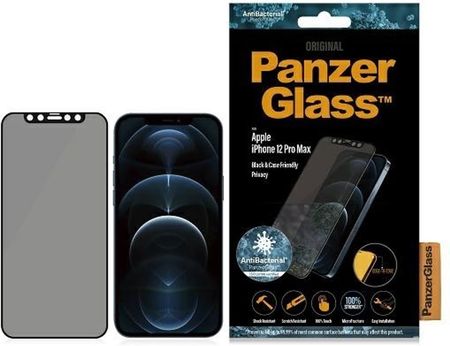 Panzerglass E2E Super+ Iphone 12 Pro Max Case Friendly Antibacterial Microfracture Privacy Czarny/Black