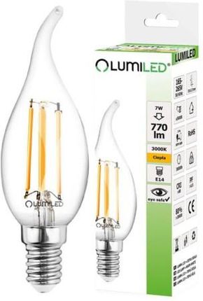 Lumiled Żarówka LED E14 F35 7W płomyk Filament biała ciepła (500246)