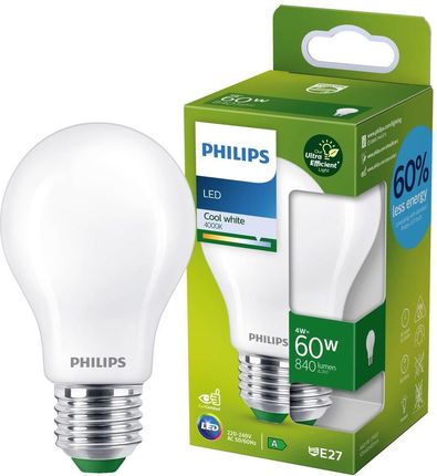 Philips LED Żarówka Ultra energooszczędna 4W (60W) A60 E27 chłodna biel (929003480101)