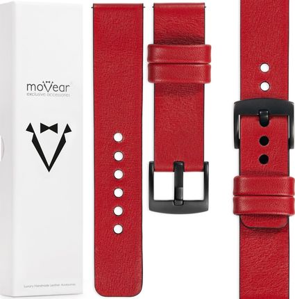Movear Prestige S1 Skórzany Pasek 22Mm Do Samsung Galaxy Watch 3 (45Mm) / (46Mm) Gear S3 | Czerwony Szkarłatny