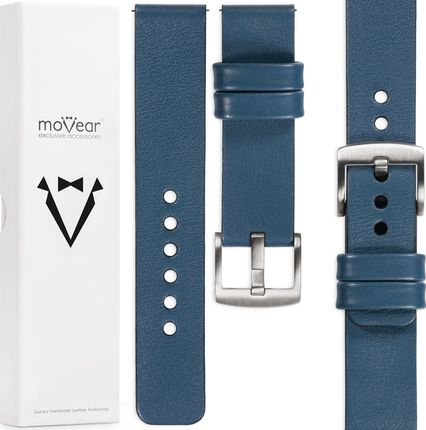 Movear Prestige S1 Skórzany Pasek 22Mm Do Samsung Galaxy Watch 3 (45Mm) / (46Mm) Gear S3 | Niebieski Jeans